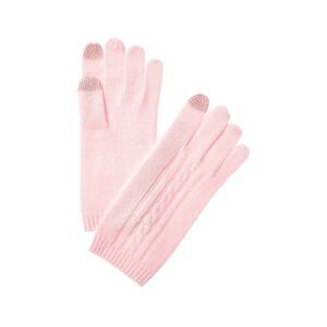Phenix Placed Cable Touch Tech Cashmere Gloves, Pink